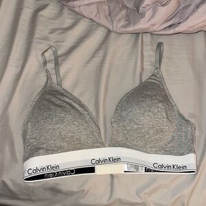 Calvin Klein Gray Wireless Bra with Signature Band
